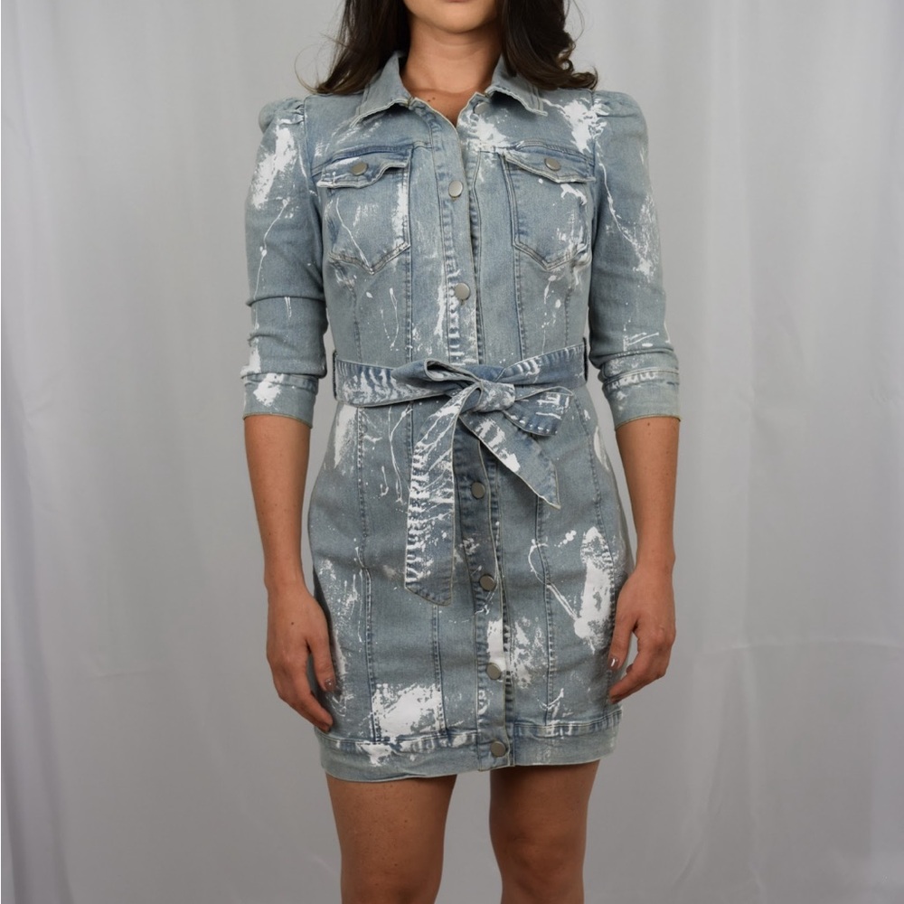 9. Denim Button Down Collared Mini Dress